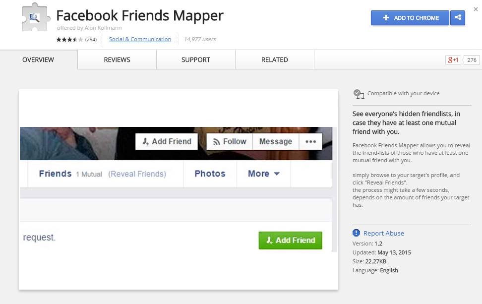 chrome web store facebook friends mapper